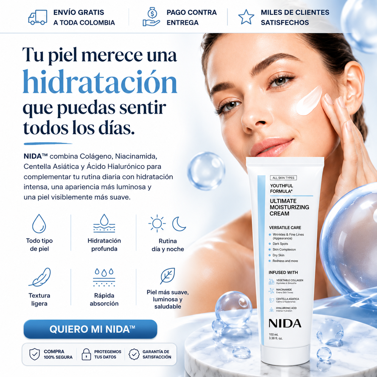 NIDA™ Hydra Lumière Crema Facial Hidratante Intensiva 100 ml